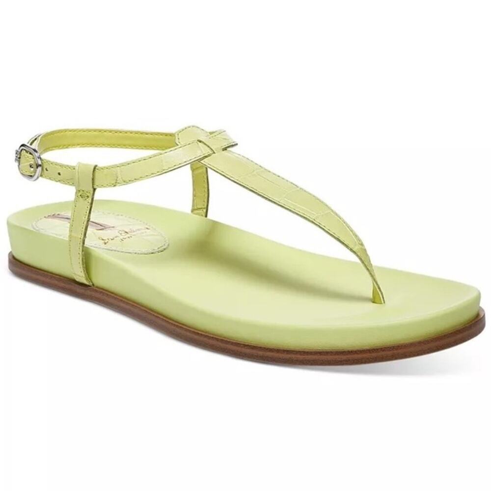 NEW Sam Edelman Naomi Neon Yellow T-Strap Slingback Sandal, Size 7.5 MSRP $130